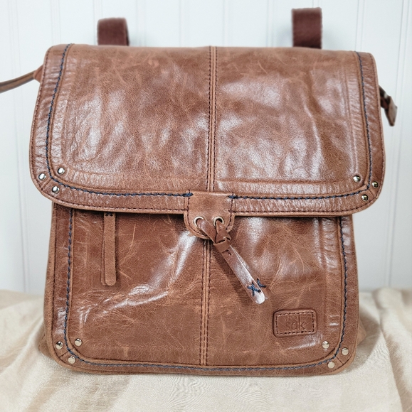 The Sak Leather Ventura Convertable Backpack or Crossbody Bag Purse Brown Tan - Picture 2 of 13